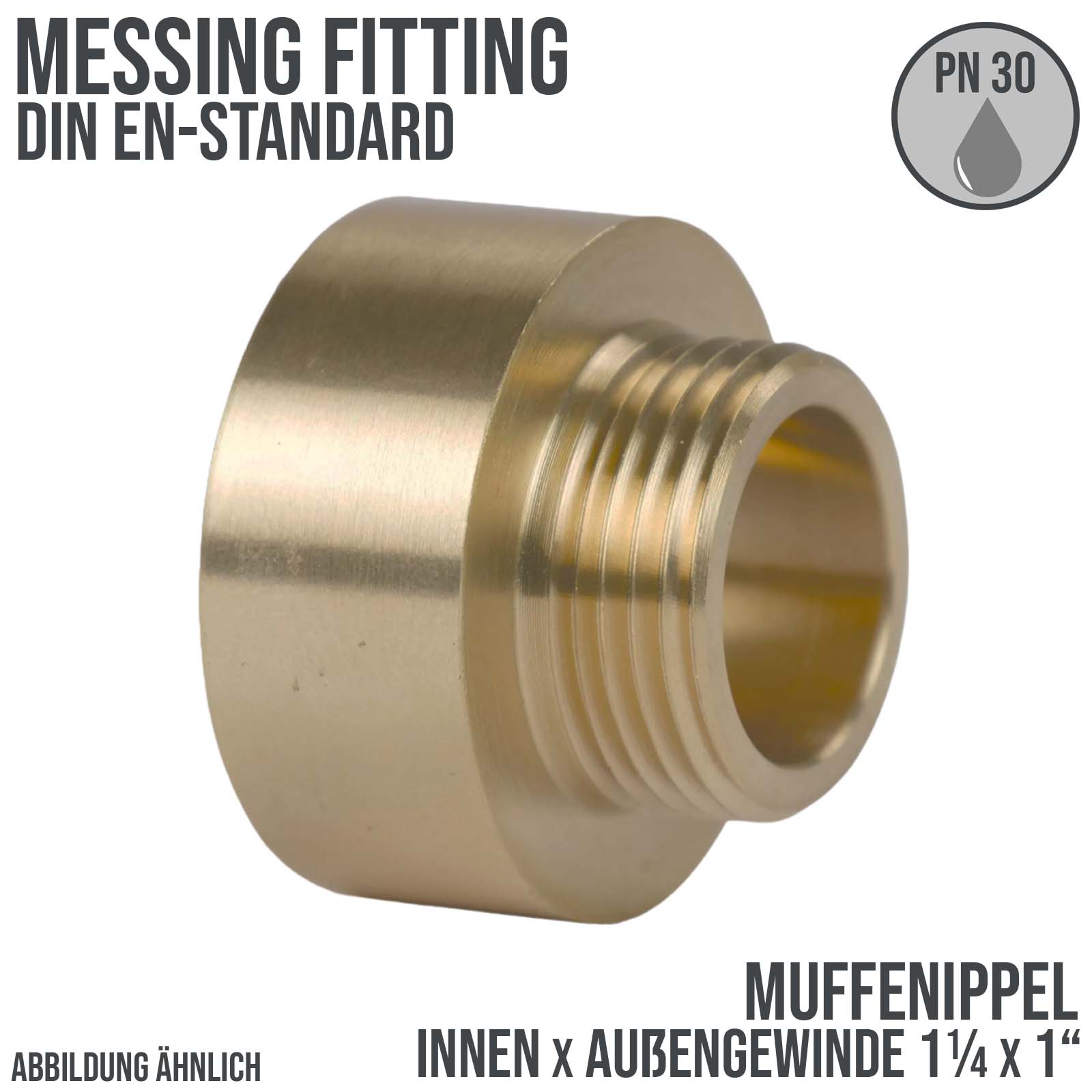 1 1/4" x 1" Muffennippel Innen x Außengewinde IG x AG Messing Fittings PN 30 bar