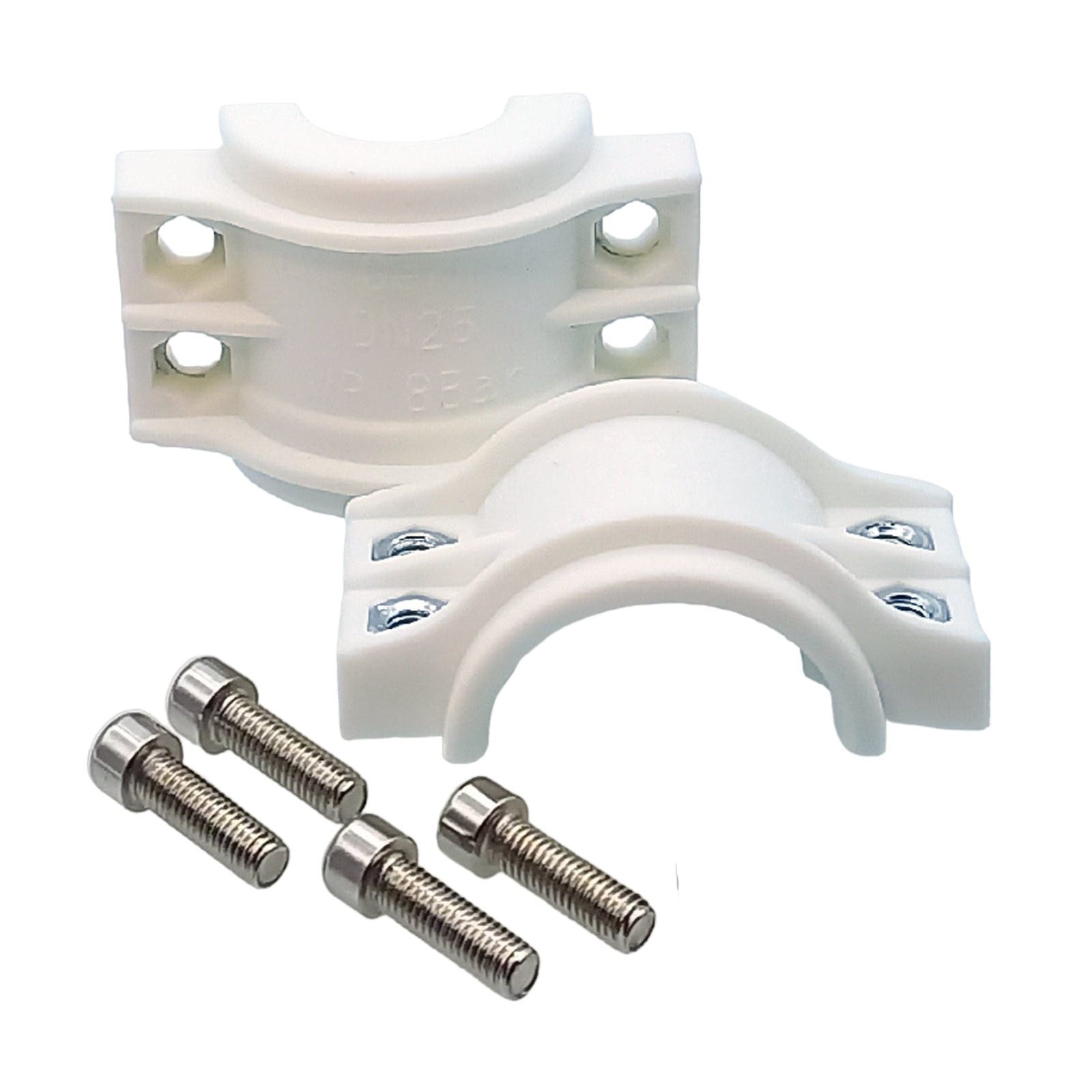 DN 75 Klemmschale Polypropylen PP weiss Spannbereich 89 - 93 mm für Schlauch ID x AD 75 x 91 mm - PN 8 bar