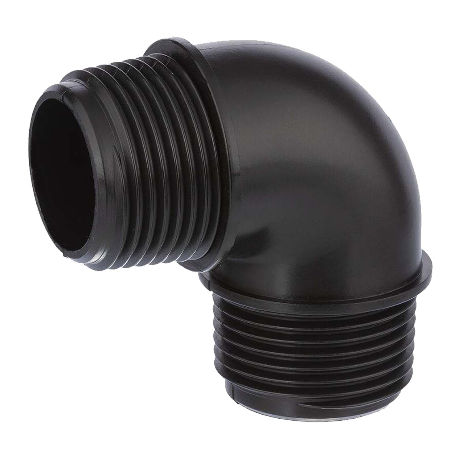 1 1/2 " PP Gewinde Fitting Winkel 90° schwarz Außen x Außengewinde IG Polypropylen - PN 10 bar