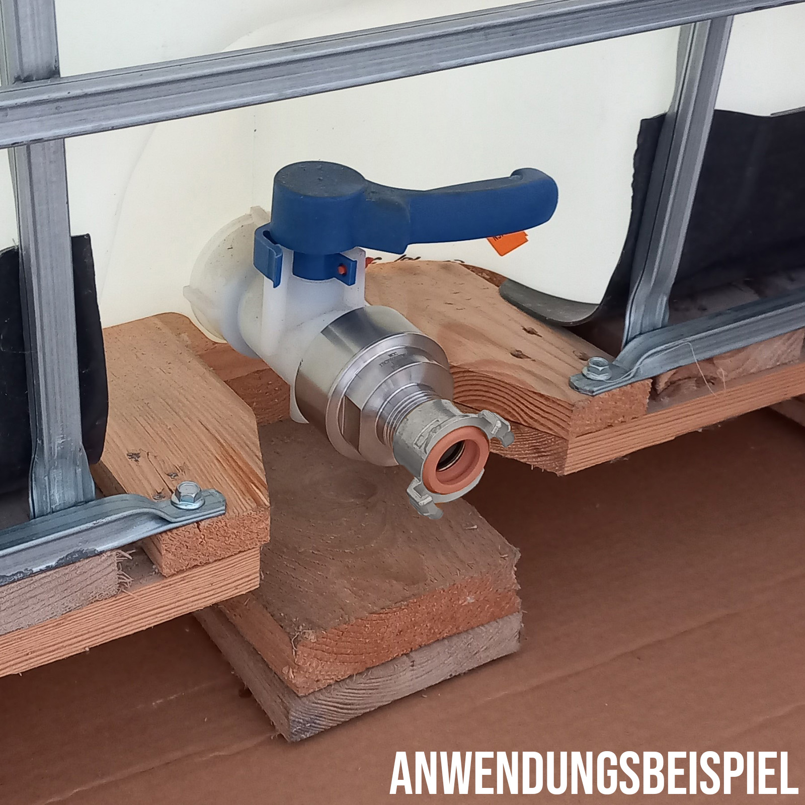 S60 x 6 IBC Container Edelstahl (AISI 316) V4A Schnellkupplung Anschluss Set - PN 16 bar