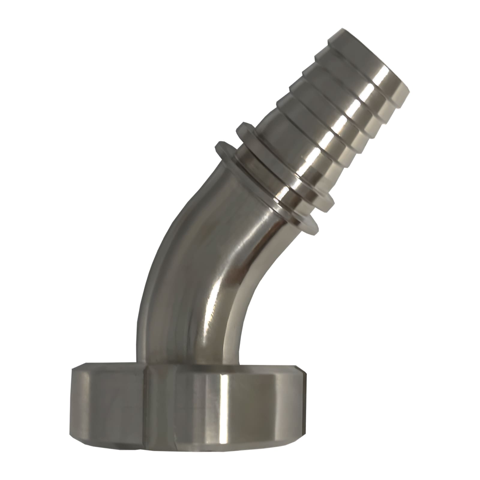 DN 80 Milchrohr Verschraubung DIN 11851 Mutterteil 45° Bogen Kegel Stutzen Sicherungsbund - Stutzen gerillt 75 mm - PN 25 bar