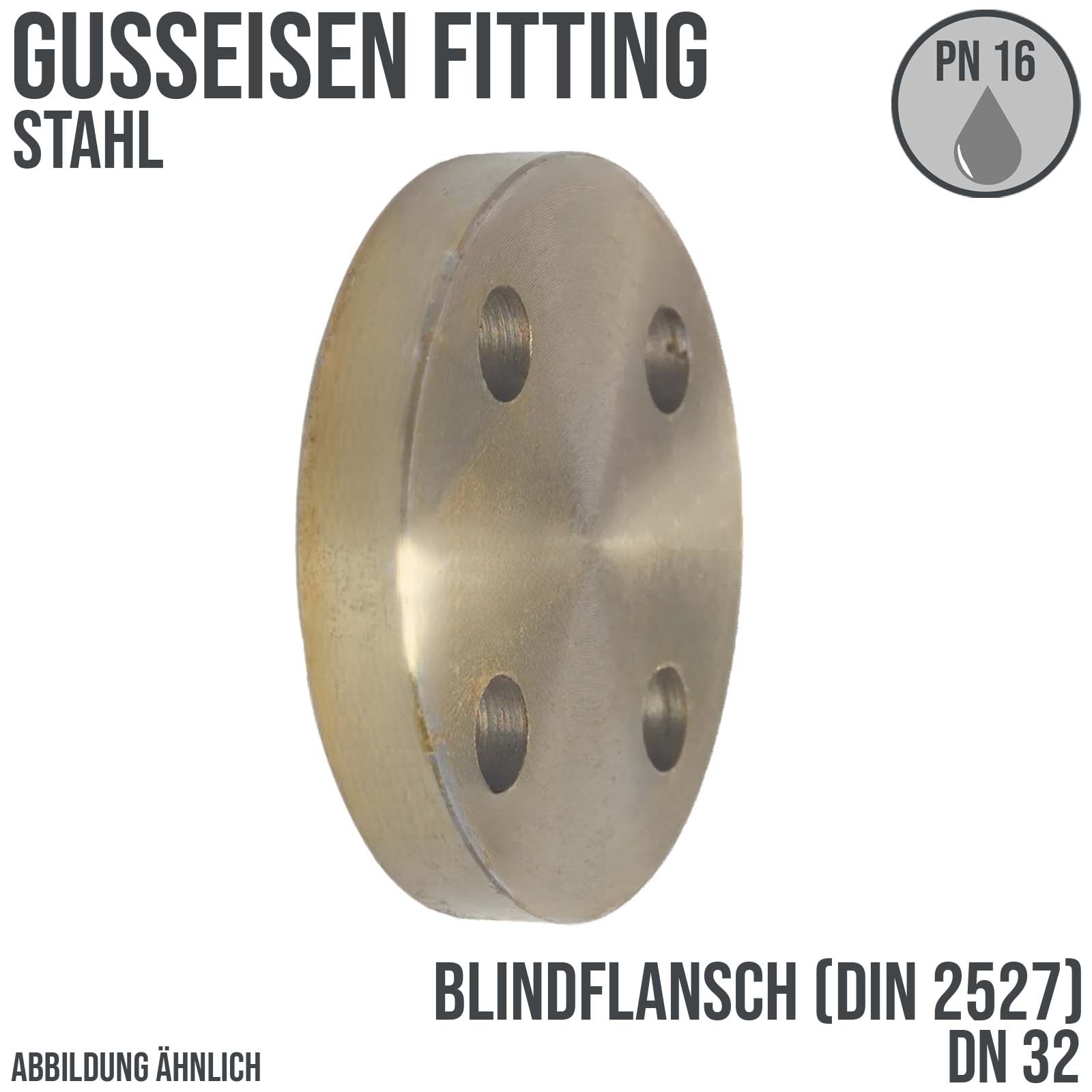 DN 32 Gusseisen Fitting Blindflansch x Stumpfschweißung DIN 2527 - PN 16 bar