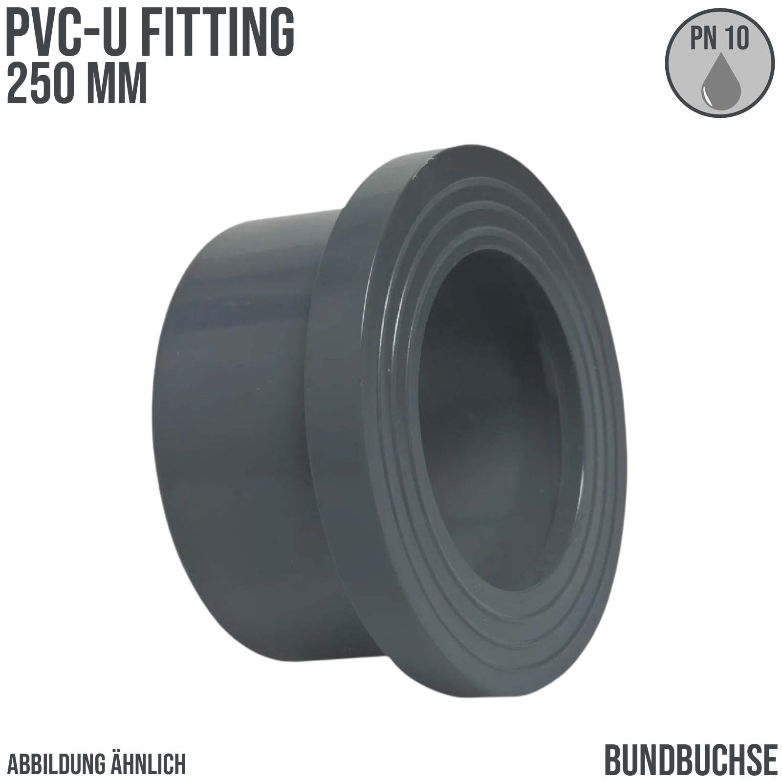 250 mm PVC Klebe Fitting Bund Buchse Muffe Verbinder - PN 10 bar