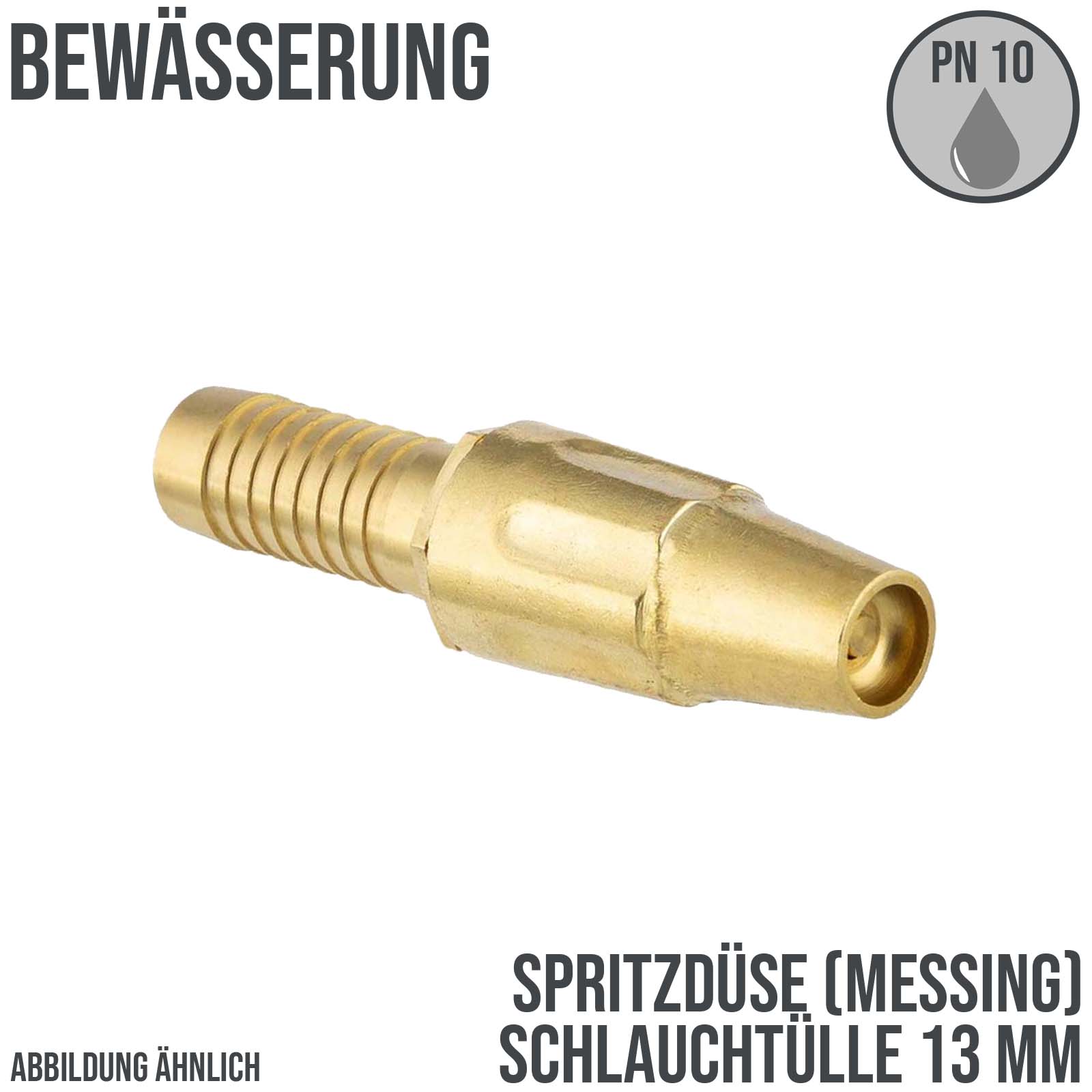 Spritzdüse Wasserspritze 13 mm Schlauchtülle Messing Garten Bewässerung - PN 10 bar