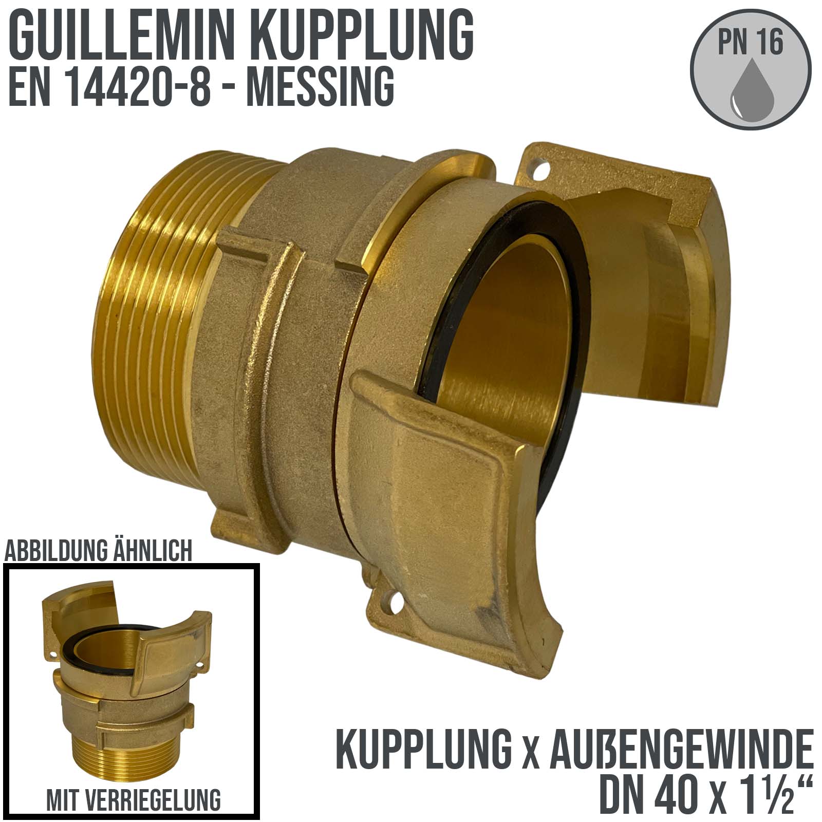 DN 40 Guillemin Kupplung Verriegelung BSPP Außengewinde AG 1 1/2" Messing - PN 16 bar