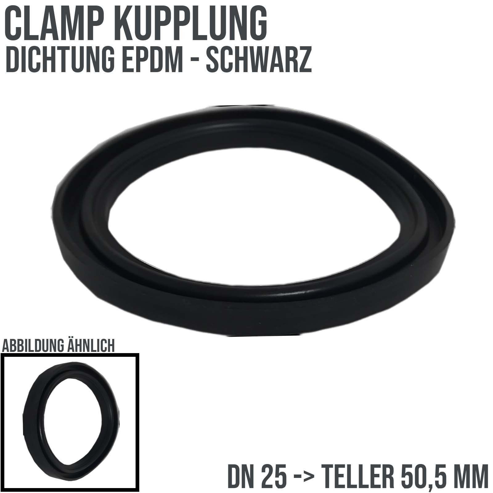 DN 25 CLAMP Kupplung 50,5 mm Dichtung EPDM FDA - schwarz