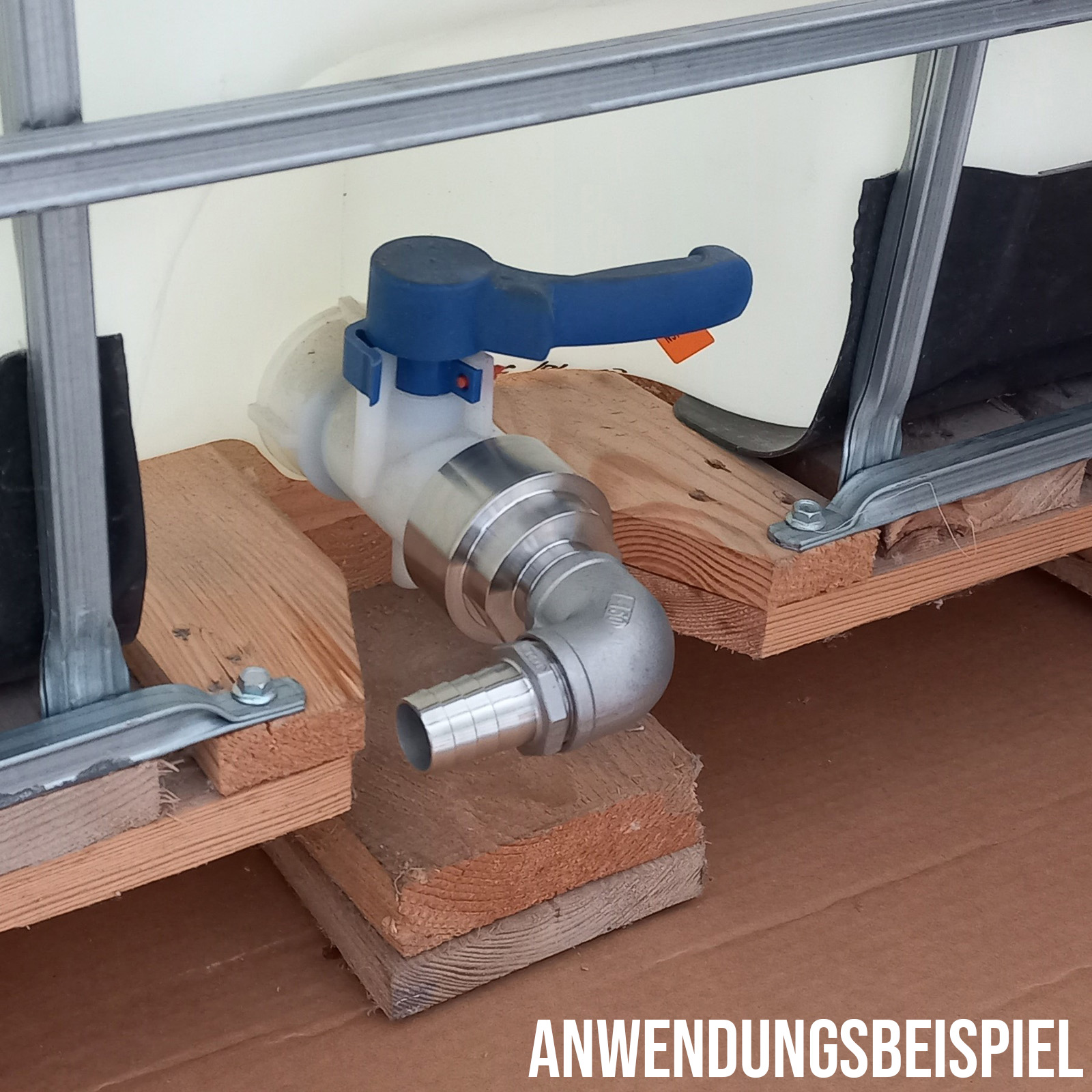 51 mm 2 " S60 x 6 IBC Container Edelstahl (AISI 316) 90° Winkel Anschluss Set Schlauch Tülle Stutzen - PN 16 bar