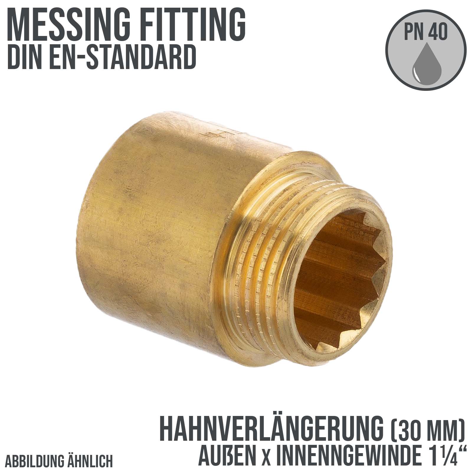1 1/4" Hahnverlängerung 30 mm Außen x Innengewinde AG x IG Messing Fittings PN 40 bar
