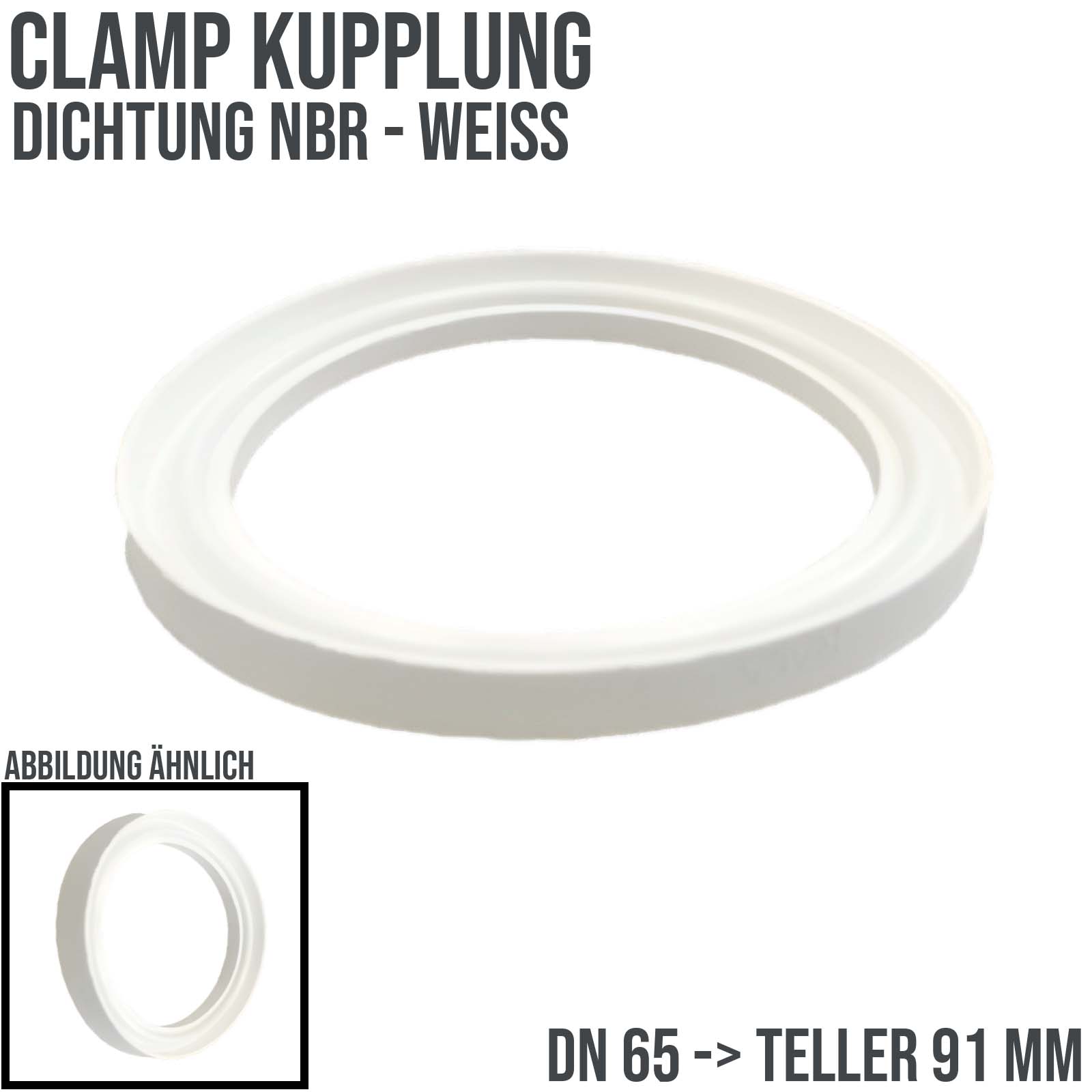 DN 65 CLAMP Kupplung 91 mm Dichtung NBR FDA -  weiß