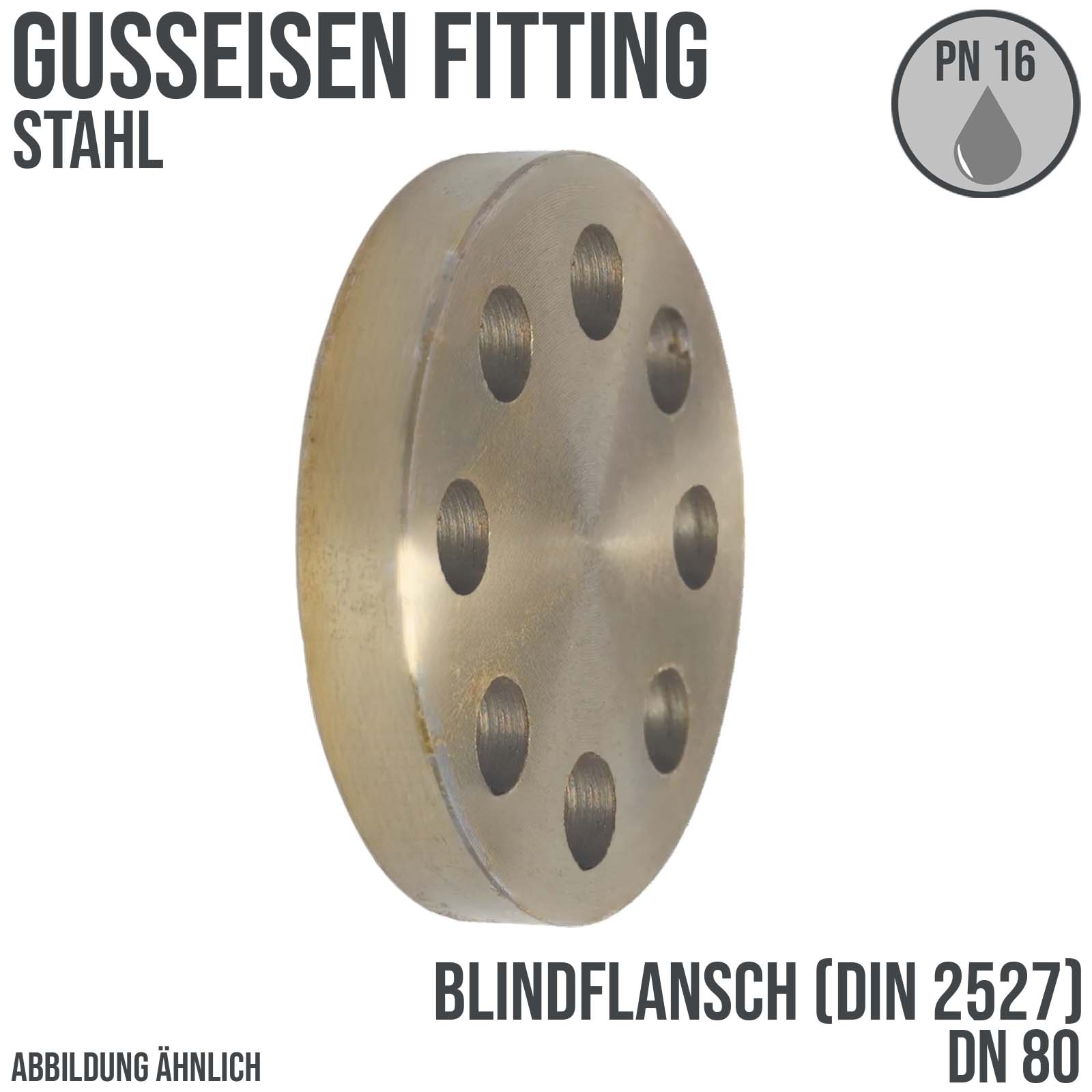 DN 80 Gusseisen Fitting Blindflansch x Stumpfschweißung DIN 2527 - PN 16 bar