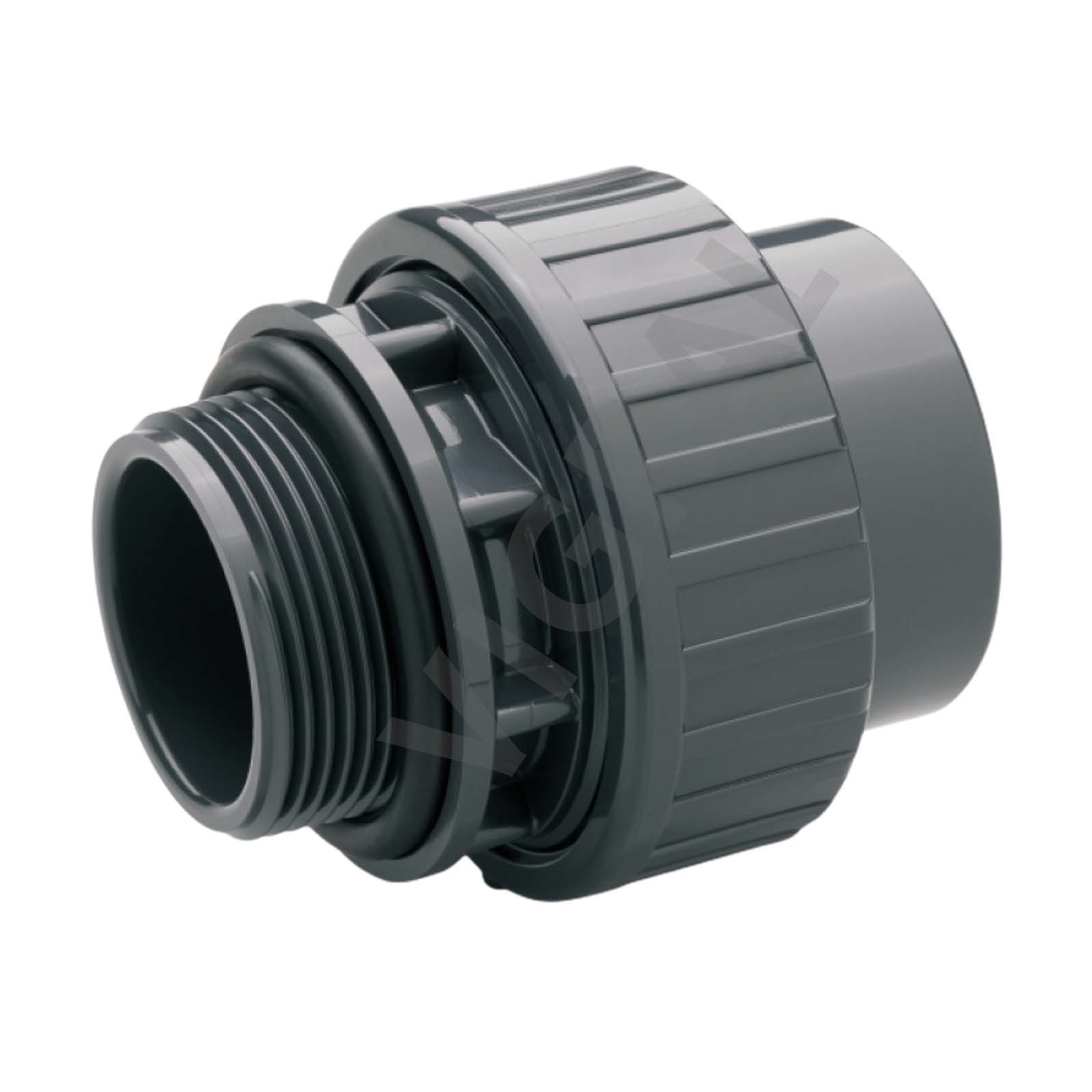 63 mm PVC Klebe Fitting Verschraubung Außengewinde AG O-Ring 63 mm x 2" Muffe Verbinder - PN 10 bar