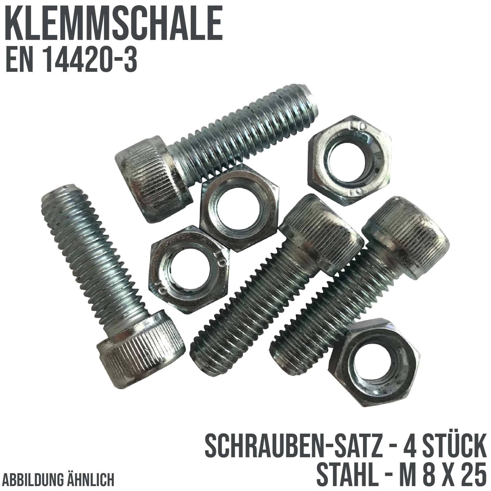 M 8 x 20 Schrauben Satz Klemmschale Stahl