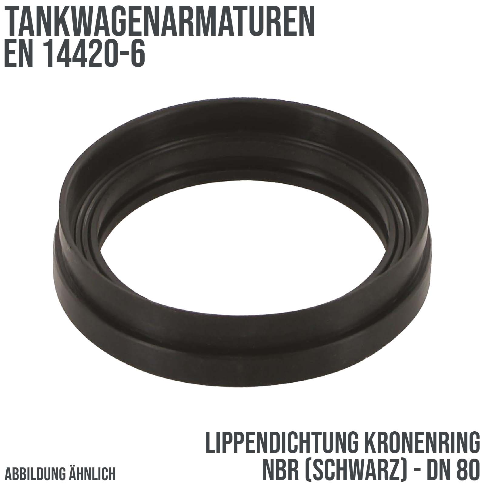 DN 80 3" Lippendichtung Tankwagen Kronenring NBR schwarz