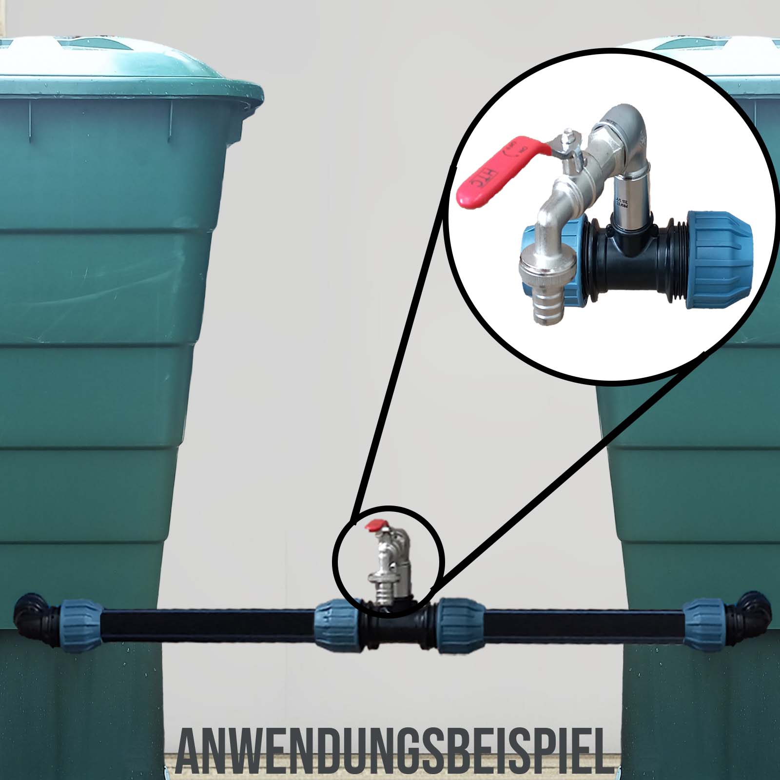 32 mm PP PE Regentonnen Fass Wasser Tank Verbinder Wasserhahn Auslaufventil kurz