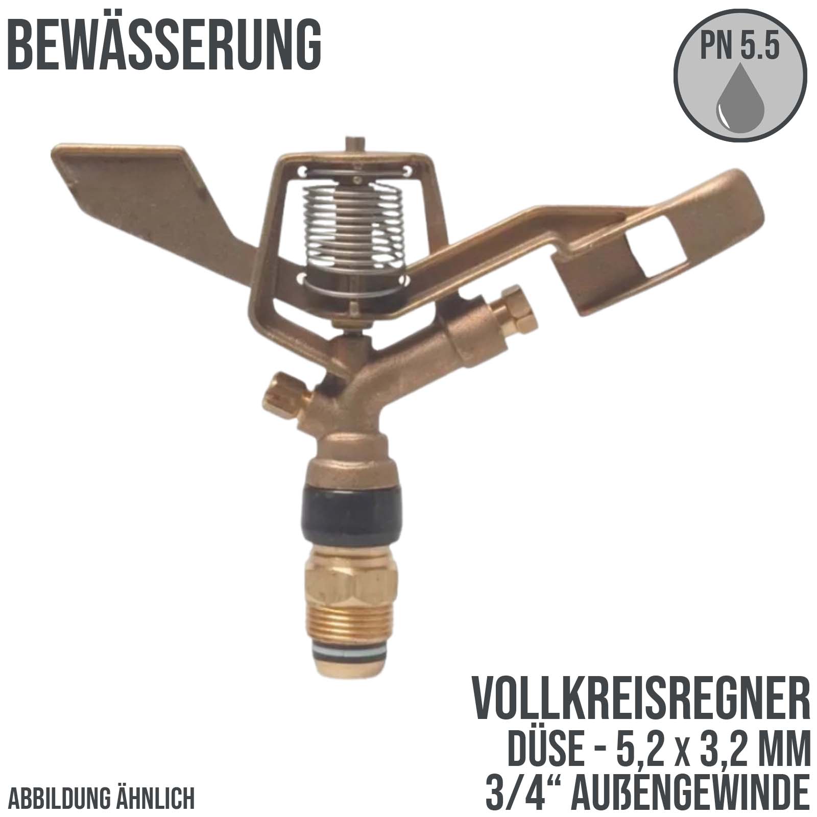 Voll Kreis Regner Außengewinde AG 3/4" Düse 5,2 x 3,2mm Messing - PN 5.5 bar
