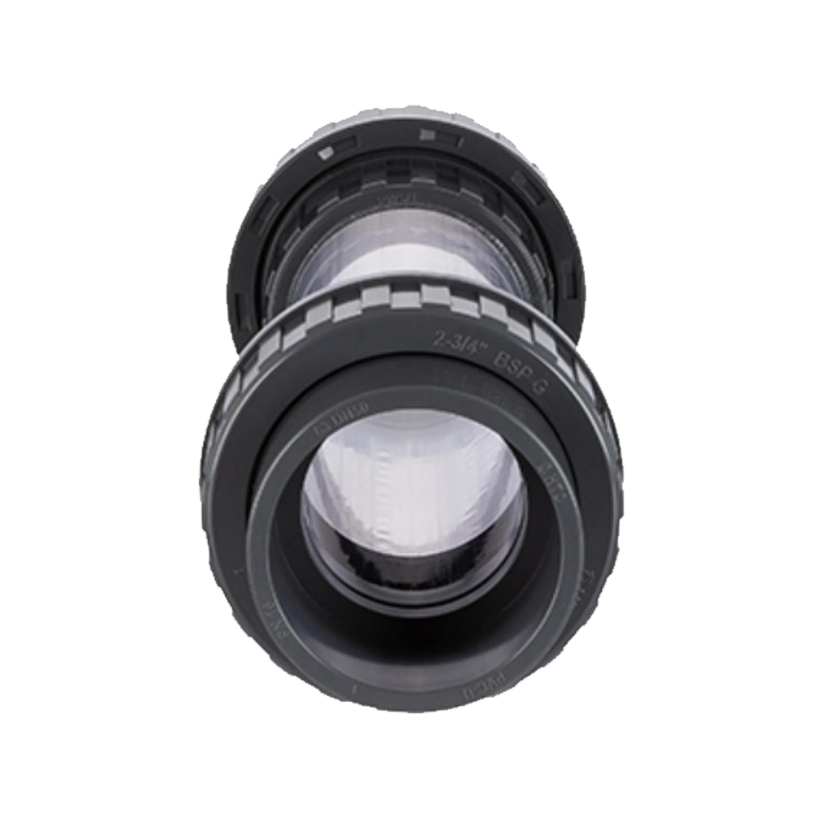 110 mm PVC Sicht Schau Glas rund 2-fach Klebe Muffe PN 10 bar