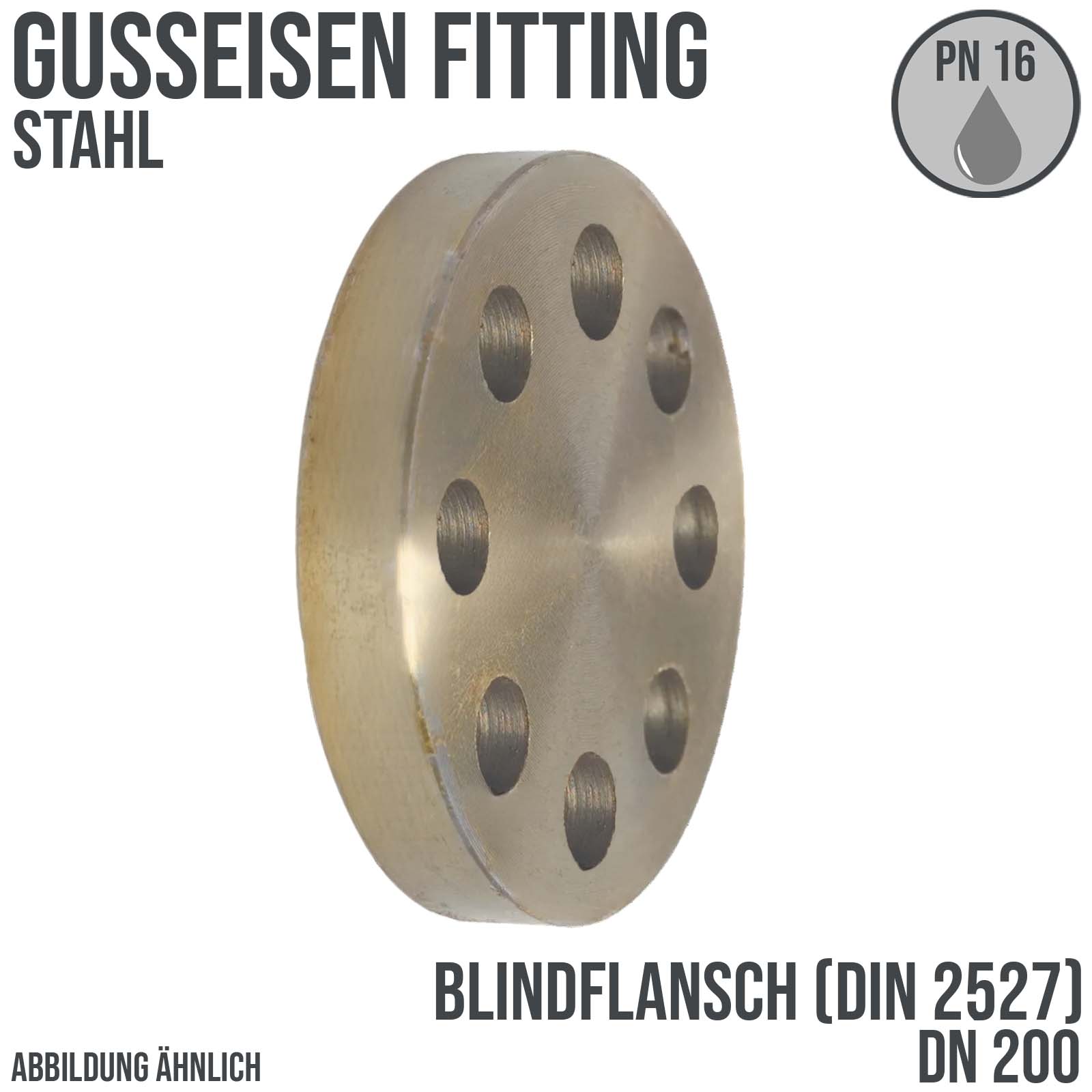 DN 200 Gusseisen Fitting Blindflansch x Stumpfschweißung DIN 2527 - PN 16 bar