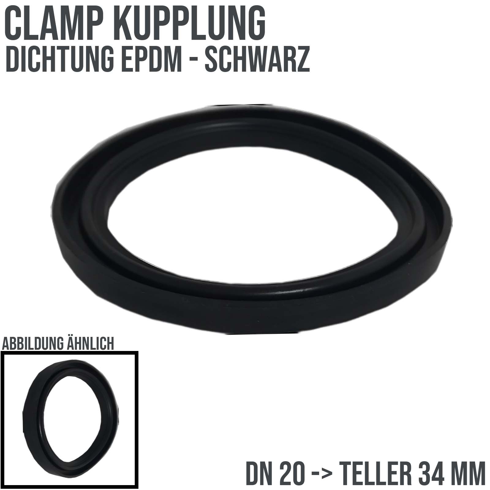 DN 20 CLAMP Kupplung 34 mm Dichtung EPDM FDA - schwarz
