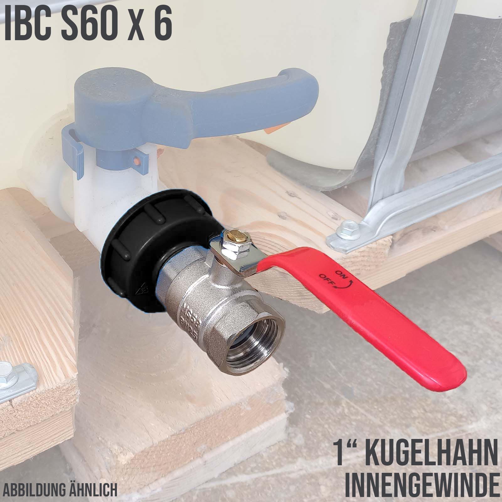 S60 x 6 IBC 1" Kugel Hahn Ventil Innengewinde IG Container Tank Zubehör