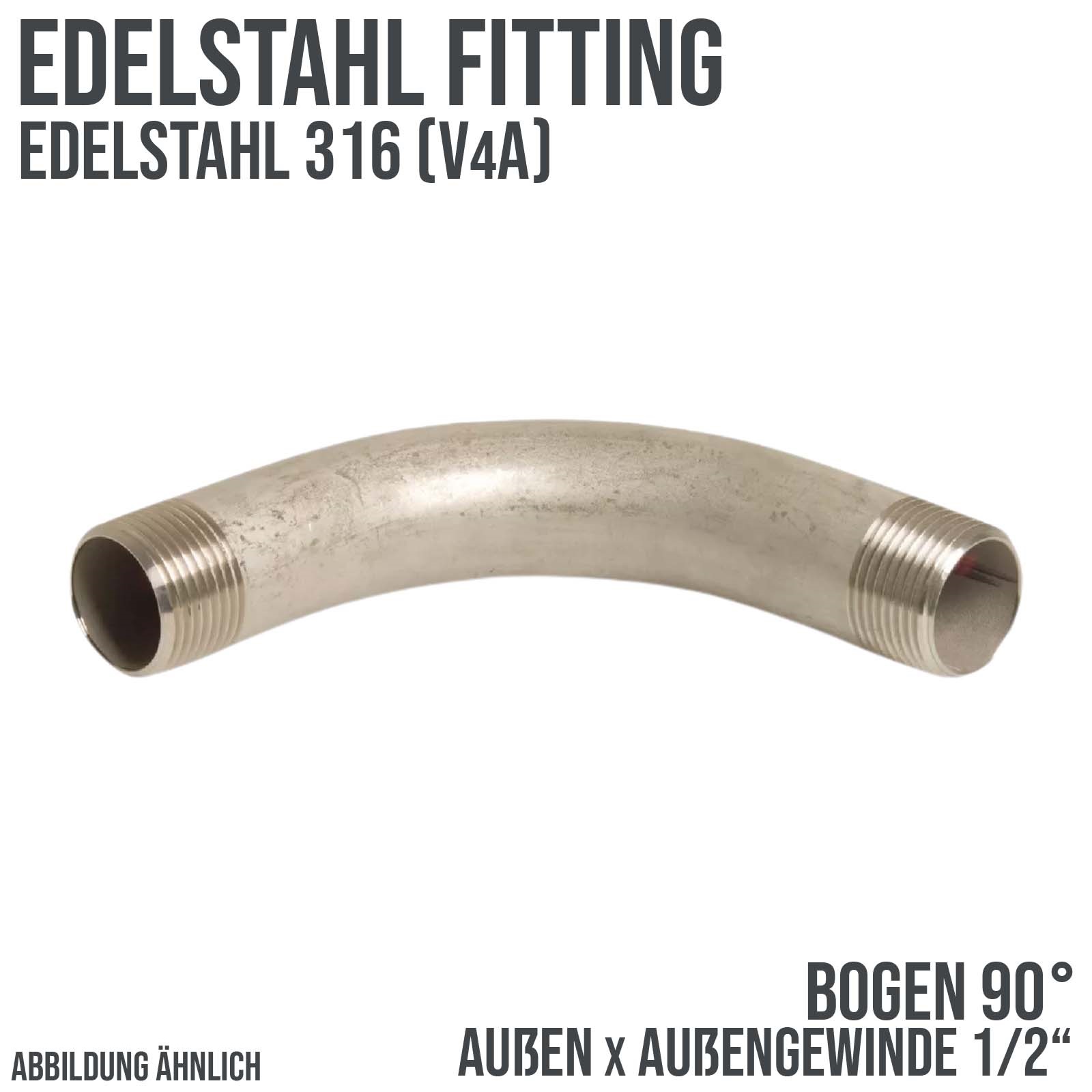 1/2" Edelstahl Fitting V4A AISI 316 Bogen 90° Außengewinde AG - PN 10 bar
