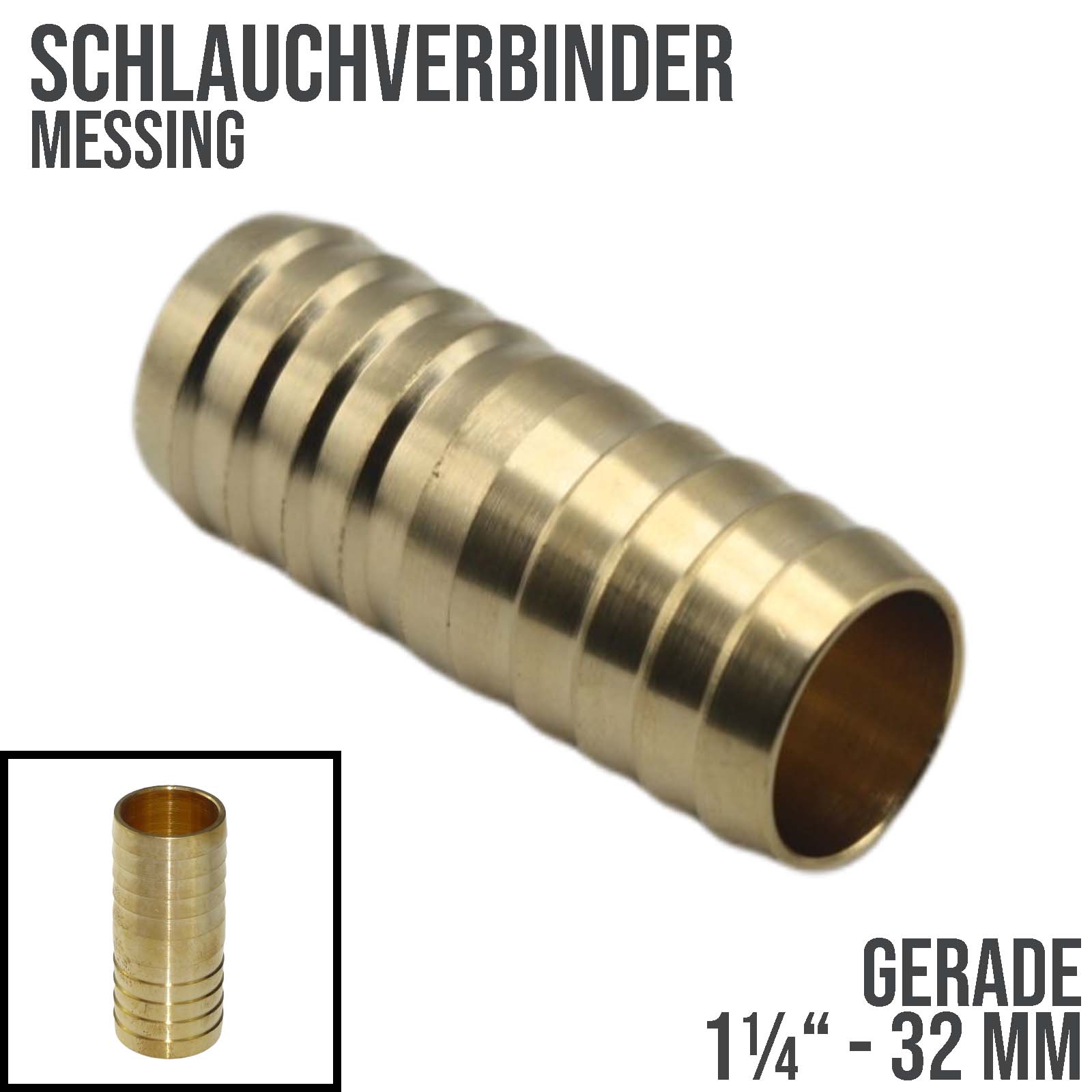 32 mm - 1 1/4" Zoll gerader Schlauch Verbinder Verteiler Tülle Kupplung Reparatur Messing PN 10 bar