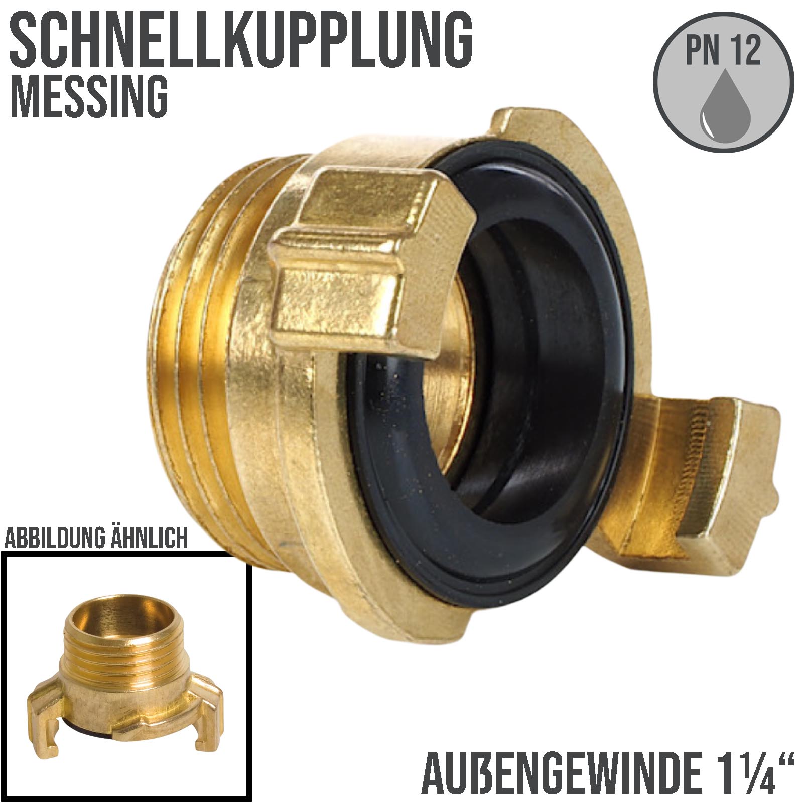 1 1/4" Schnellkupplung Gewindestück Außengewinde AG Messing (GEKA kompatibel) - PN 12 bar