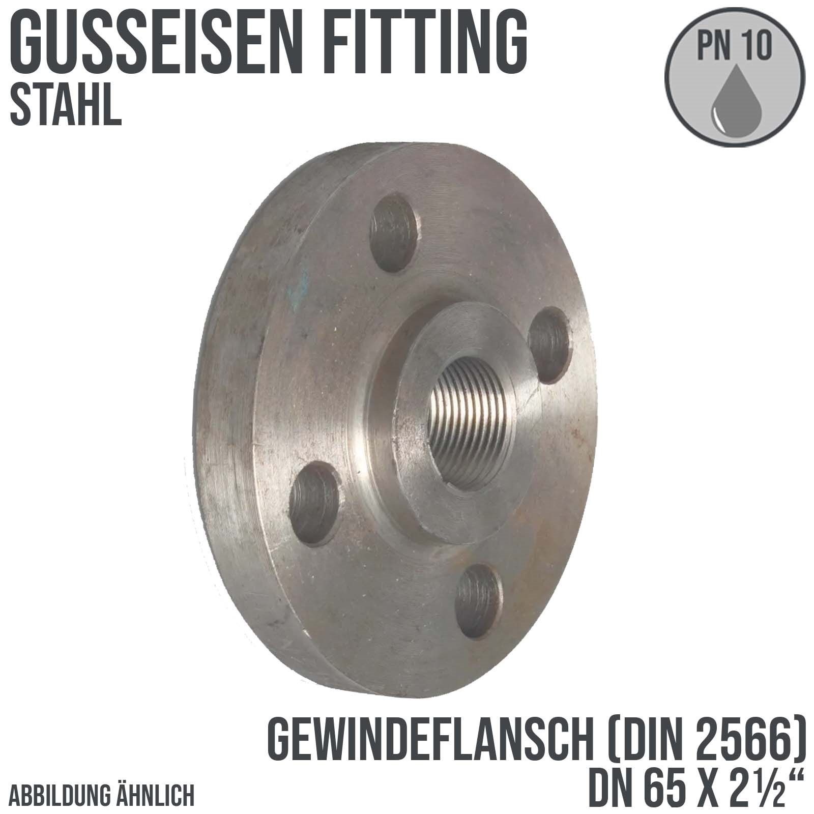 DN 65 x 2 1/2" Gusseisen Fitting Gewindeflansch Innengewinde DIN 2566 - PN 10 bar