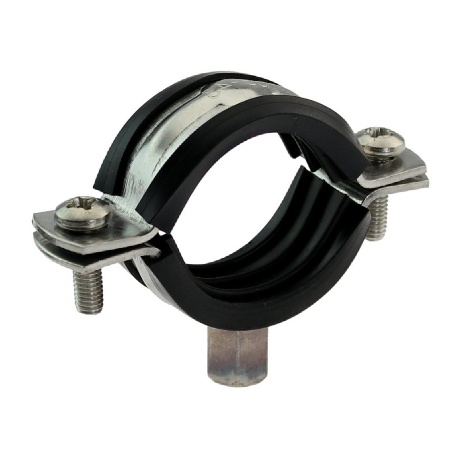 198 - 207mm Rohr Schraub Schelle Klemme mit Gummieinlage M8 M10 2-teilig Edeltahl AISI 316 DIN 4109